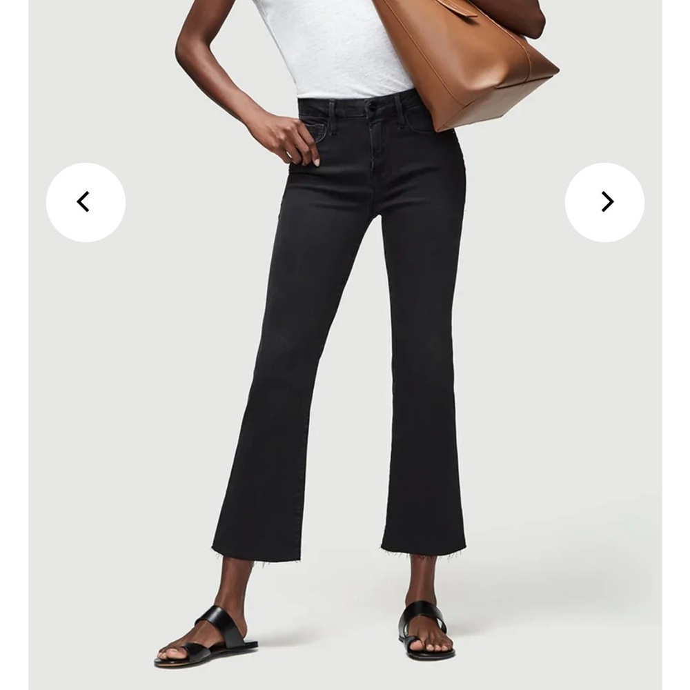 Frame Denim Black Cropped Wide-Leg Jeans